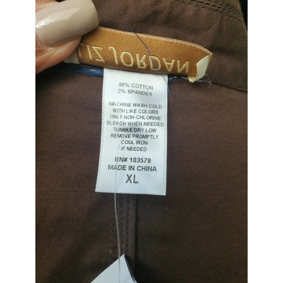 Liz Jordan Women's Brown Cotton Long Sleeve Collared Buttons Long Coat - Picture 11 of 12